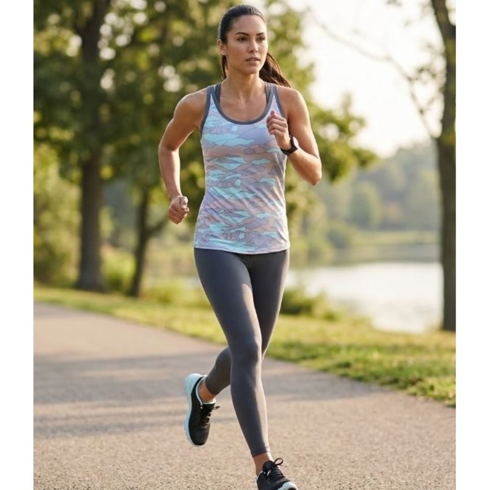 Patagonia Women's Light Blue and Pink Camo Tank Top